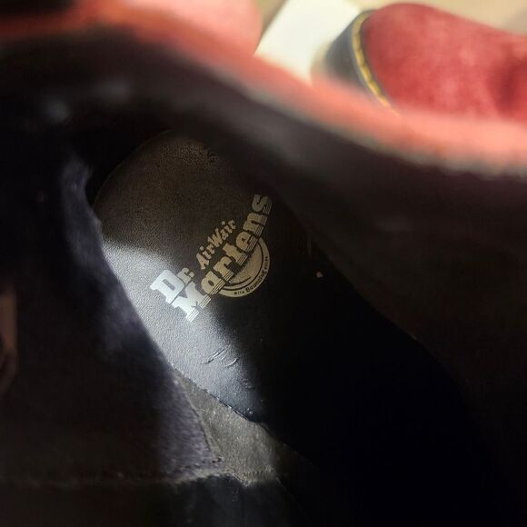 Doc Dr. Martens "Magdalena" Burgundy Suede Chunky Heel Ankle Boots Sz.6 Ret $160 - Picture 6 of 10